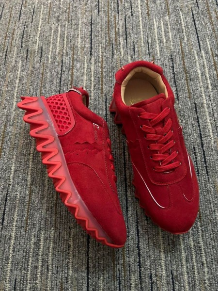 Christian Louboutin Loubishark Tênis De Camurça, De Couro Vermelho