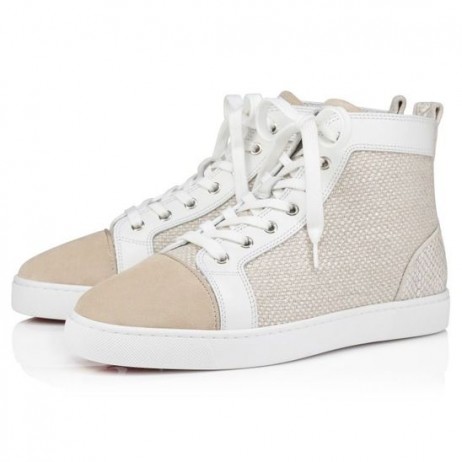 Christian Louboutin Louis De Alta-Top Tênis Veau De Veludo Damier Canva E Couro De Bezerro Natural
