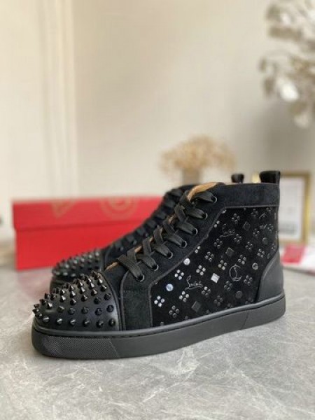 Christian Louboutin Louis Orlato Picos de Alta-top Tênis de Camurça Preto