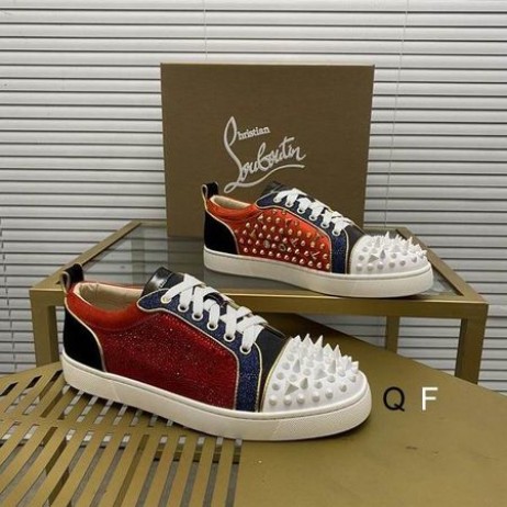Christian Louboutin Louis Picos De Tênis De Camurça E Couro Strass Multicolor