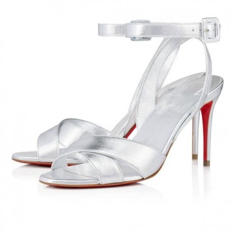 Christian Louboutin Mariza 85 Mm Sandálias De Couro Prata Sapatos Christian Louboutin