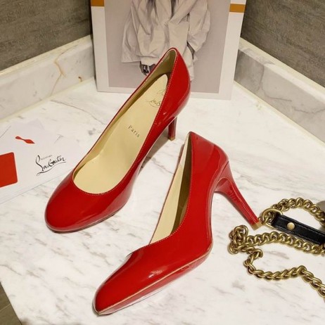 Christian Louboutin Simples de Patente de Couro Bombas de 85mm Vermelho de Christian Louboutin Sapatos