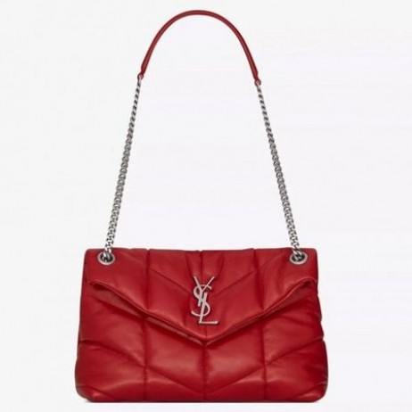 Saint Laurent Loulou Baiacu Pequeno Saco Vermelho Em Pele De Cordeiro Saint Laurent Sacos