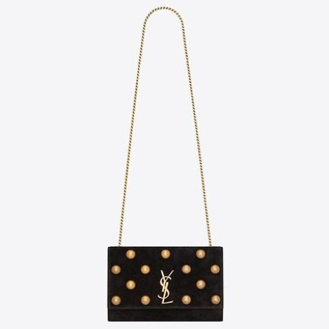 Saint Laurent Médio Kate Saco Preto De Camurça Pregos