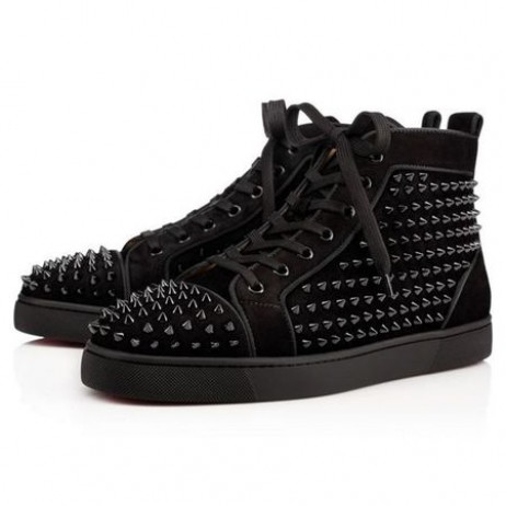 Christian Louboutin Alta-top Louis Orlato Homens de Preto fosco/preto/bk Veau de Veludo