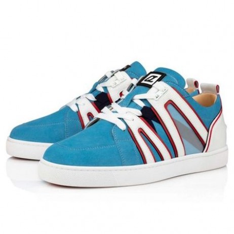 Christian Louboutin Baixo-top Vida Viva LT Versão Azul Panorama de Camurça
