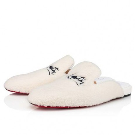 Christian Louboutin Marinha Coolito Homem Branco De Lã Sandália