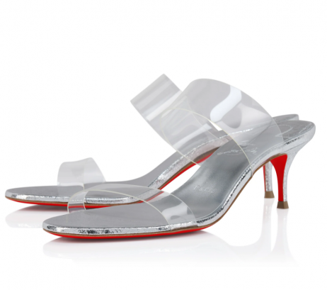 Christian Louboutin Just Nothing 55 Mm Mules Tpu And Laminated Calf Leather Silver