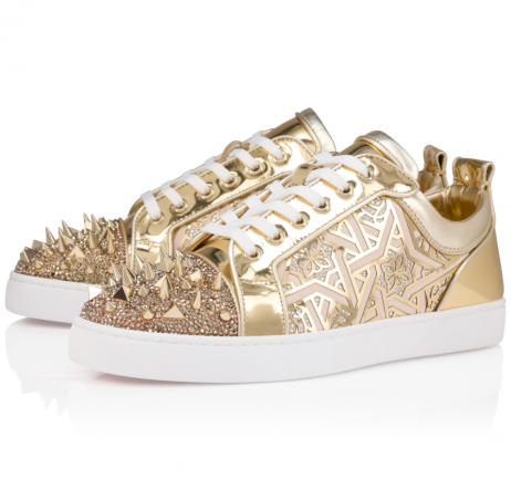 Christian Louboutin Louis Junior P Pik Pik Strass Sneaker Gold
