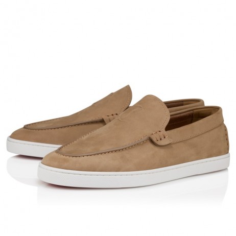 Christian Louboutin Moonboat Loafers Reversed Nubuck Leather Lionne