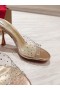 Christian Louboutin Degramule Strass Mulas 85mm Couro Champanhe