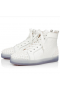 Christian Louboutin Lou Picos de 2 a Sapatilha de Alta-Top em Relevo de Pelica Branca CL Loja Sapatos