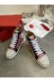 Christian Louboutin Lou Picos Orlato Televisão Mulheres de Alta-top Tênis de Couro Multicolor