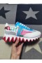 Christian Louboutin Loubishark Donna Plano Homens Tênis De Couro De Bezerro Multicolor