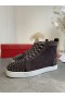 Christian Louboutin Louis Picos de 2 de Alta-top Tênis de Camurça Café