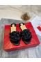 Christian Louboutin Marmela Sandálias em pele de Cordeiro Preto CL Sapatos