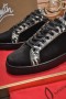 Christian Louboutin Homens Tênis de Baixo-superior Python Padrão de Guarnição Veau de Veludo Preto
