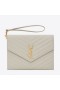 Saint Laurent Monograma De Embreagem Branco Couro Grained