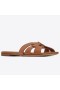 Saint Laurent Homenagem Slides Tan Pelica Saint Laurent Sapatos
