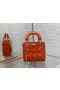 Dior 17CM Bolsa Lady Dior, Laranja Cannage em pele de Cordeiro