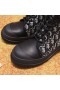Dior Explorer Ankle Boot Áspero Calcanhar Oblíqua Tecido De Couro De Bezerro Preto