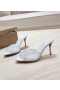 Christian Louboutin Apostropha Mula Malha Strass 80 Mm Mulas Branco