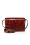 Christian Louboutin Loubi54 Crossbody Saco Do Jacaré Em Relevo Couro De Bezerro Mogno