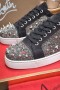 Christian Louboutin Louis Junior PI Versão em Strass Tênis de Camurça Preto