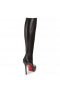 Christian Louboutin Botalili na altura do Joelho 100MM Botas de Couro Preto CL Sapatos