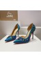 Christian Louboutin Brodiriza Ornada D'orsay Bombas de 100mm de Cetim Azul