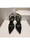 Christian Louboutin Goldina Chuva de 100mm Bombas de Cristal Decorado Patente Preto