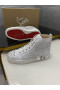 Christian Louboutin Louis Pico de Alta-top de Sapatilhas de Pelica Branca, Sapatos Christian Louboutin
