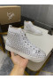 Christian Louboutin Louis Pico de Alta-top de Sapatilhas de Pelica Branca, Sapatos Christian Louboutin