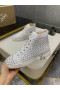 Christian Louboutin Louis Pico de Alta-top de Sapatilhas de Pelica Branca, Sapatos Christian Louboutin