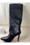 Christian Louboutin Astrilarge Botta 100 Mm Botas De Couro De Bezerro Preto Sapatos Christian Louboutin