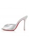 Christian Louboutin Me Dolly 100 Mm Mulas De Couro Nappa Prata Sapatos Christian Louboutin
