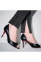 Christian Louboutin Abrir Apostropha 80mm Bombas de Couro Napa Preto CL Sapatos