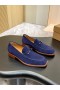 Christian Louboutin Chambelimoc Mocassins De Camurça, De Couro De Bezerro Azul Escuro