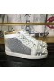 Christian Louboutin Lou Instituto De Potsdam (Pik Strass De Alta-Top Homens De Sapatilhas De Pelica Branca