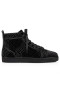 Christian Louboutin Louis De Alta-Top Tênis De Veludo Rio De Couro De Bezerro Preto Sapatos Christian Louboutin