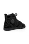 Christian Louboutin Louis De Alta-Top Tênis De Veludo Rio De Couro De Bezerro Preto Sapatos Christian Louboutin