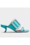 Roger Vivier Viv' Choc Lado Strass Fivela De Mulas De Couro Azul