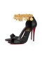 Christian Louboutin Gourmi Sandália de 100 mm Bk/ouro/lin Bk Couro
