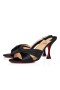 Christian Louboutin Mulas Nicol Está de Volta 85 mm Preto de Crepe, Cetim/cetim/lurex