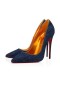 Christian Louboutin Bombas Para Kate 120 mm Jeans/lin Saba Tissu de Ouro