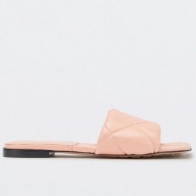 Bottega Veneta De Borracha Lido Slides Peachy Pele De Cordeiro Bottega Veneta Sapatos