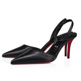 Christian Louboutin Apostropha Funda 80mm Estilingue de Volta Bombas de Couro Napa Preto