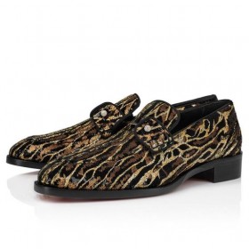 Christian Louboutin Chambelimoc Noite Strass Jaguatirica Sapatos Bordados De Crepe, Cetim Multicolor