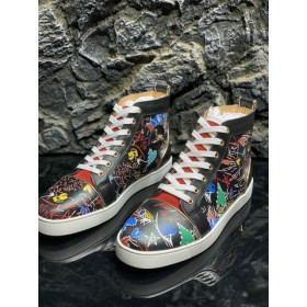 Christian Louboutin Louis Orlato De Alta-Top Tênis Padrão De Couro De Bezerro Multicolor