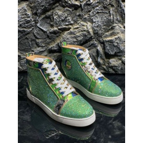 Christian Louboutin Louis Strass De Alta-Top Tênis Python Roccia Verde Elétrico